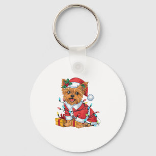 Chaveiro Yorkie Xmas Lighting Papais noeis Yorkie Dog Natal