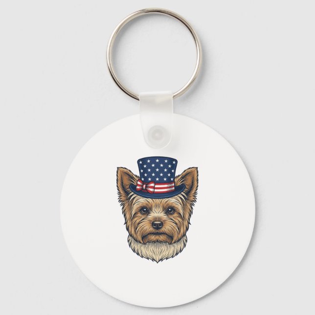 Chaveiro Yorkshire Terrier Patriótico Vintage (Frente)