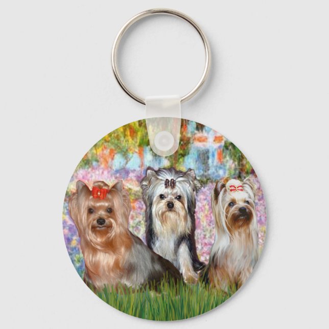 Chaveiro Yorkshire Terriers (três) - Jardim (Frente)