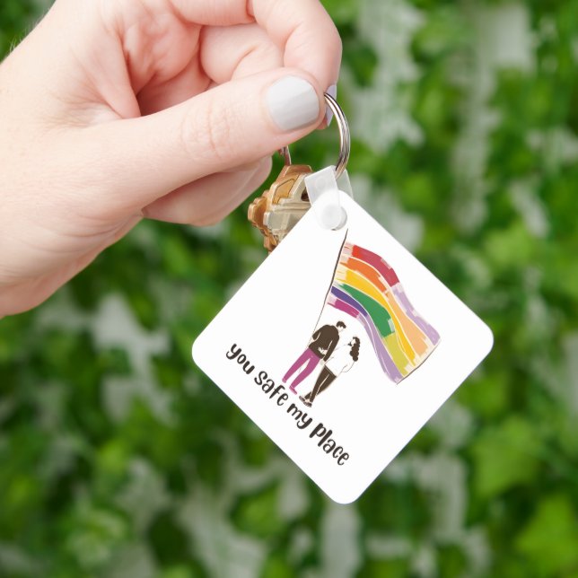 Chaveiro You Are My Safe Place – LGBTQ Pride Love Sticker (Mão)