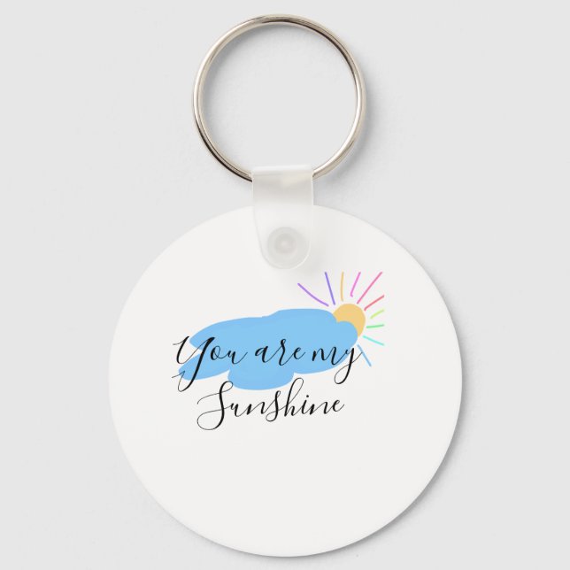 Chaveiro you are my sunshine yellow orange sun rays clouds (Frente)