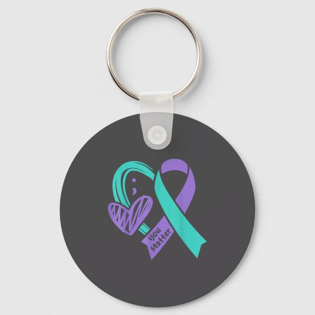 Chaveiro You Suicide Prevention Awareness Teal Purple Heart (Frente)