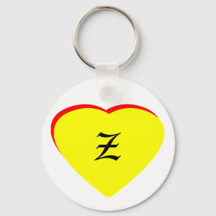 Chaveiro "Z" Casamento Vermelho Amarelo Coração Convite ao
