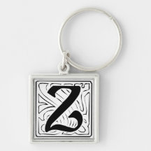Z Monogramm schwarz weiß Schlüsselanhänger