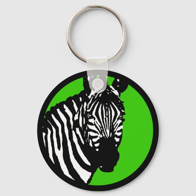 Chaveiro zebra. círculo personalizável de cor. (Frente)