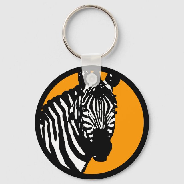 Chaveiro zebra. círculo personalizável de cor. (Frente)
