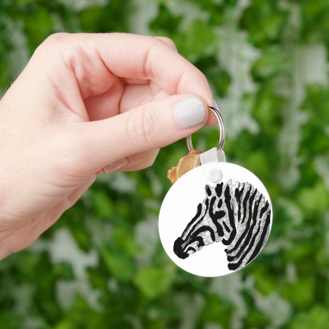 Chaveiro Zebra - Impressão em preto e branco (Mão)