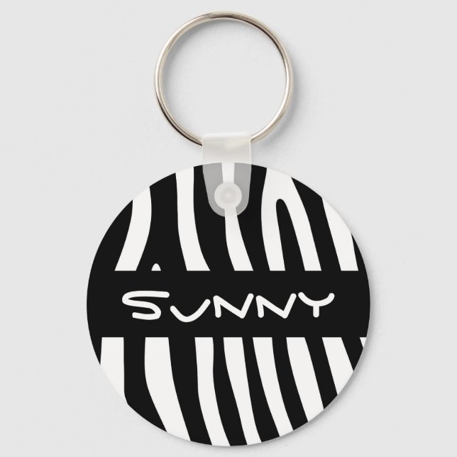 Chaveiro Zebra listra padrão preto & branco + suas ideias (Frente)