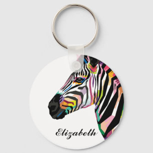 Chaveiro Zebra Pop de Arte Personalizada Colorida