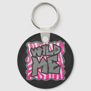 Chaveiro Zebra Rosa Choque e Branco Wild Me