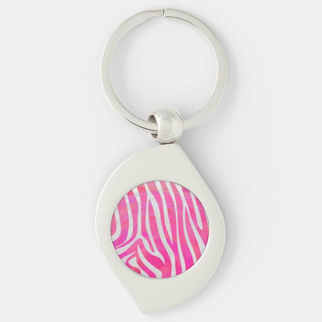 Chaveiro Zebra, rosa-quente e Impressão branco (Frente)