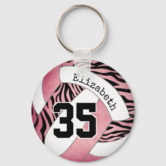 Chaveiro zebra stripes com vôlei personalizada rosa (Frente)