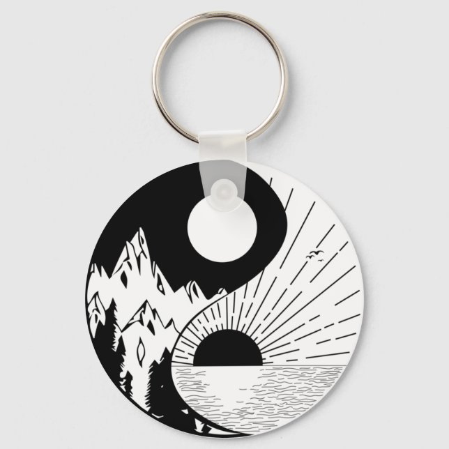 Chaveiro Zen Yin Yang Black White (Frente)