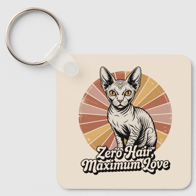 Chaveiro Zero Cabelo Amor Máximo Sphynx Retro (Frente)