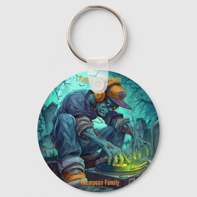 Chaveiro Zombie DJ Rave Halloween Party Vibibes (Frente)