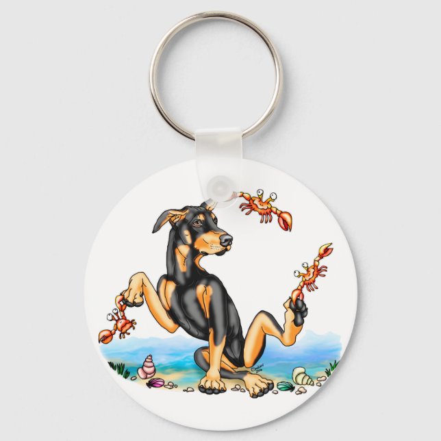 Chaveiros Black Doberman Pinscher Kinda Crabby (Frente)