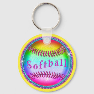Chaveiros BULK Cute Rainbow Softball CHEAP
