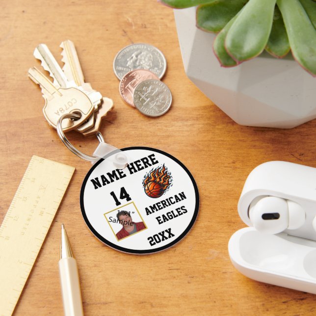 Chaveiros de basquete com Foto Flame b@w (Mesa)