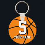 Chaveiros de basquetebol número 5 | Personalizável<br><div class="desc">Chaveiros de basquetebol número 5 | Nome personalizável e número de camisa. Legal ideia de presente esportivo para jogadores de basquete.</div>