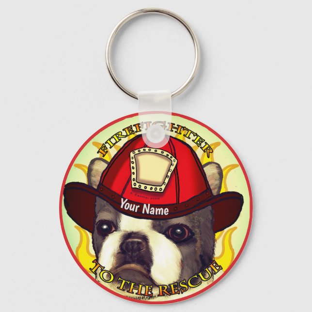 Chaveiros de bombeiros de Boston Terrier (Frente)
