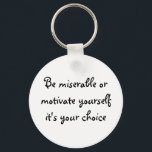 Chaveiros de felicidade<br><div class="desc">Felicidade chaveiro de dizer sobre ser feliz ou miserável e atitude sendo sua escolha. Projetado como um chaveiro motivacional que você pode personalizar ou distribuir em festas como favoritos para festas. Chaveiros de orçamento de alta qualidade com preços de pedidos em massa disponíveis.</div>