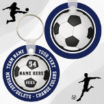 Chaveiros de futebol baratos personalizados para m<br><div class="desc">Chaveiros de futebol baratos personalizados para rapazes e raparigas. Marinho Blue, White e Black Soccer Team Oferecem Ideias para meninos e meninas ou TRANSFEREM este design para a sua escolha de MILHARES de diferentes produtos. Góstias de futebol, lembranças de futebol para as bolsas de futebol ou usar como etiquetas de...</div>