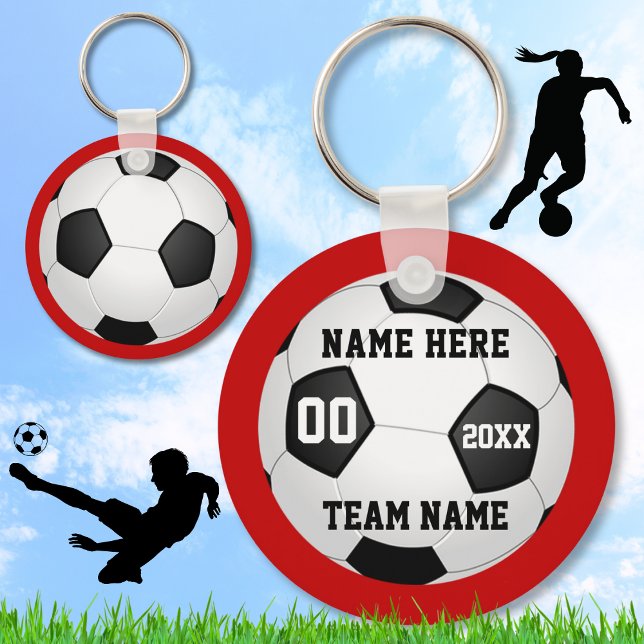 Chaveiros de futebol, nome, nome da equipe, número (Soccer Souvenirs. Cheap Soccer Keychains. Personalized Soccer Party Favors. Cheap Soccer Team Gifts.)