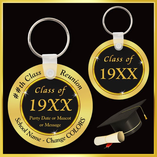 Chaveiros de Reunião de Classe Personalizada, A Qu (Cheap class reunion gifts. Class reunion favors. 50th class reunion ideas. 40th high school reunion.)