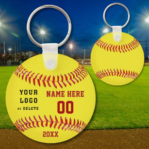 Chaveiros de softball personalizados Seu texto e l