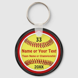 Chaveiros de Softball Vermelho, Preto, Branco PERS