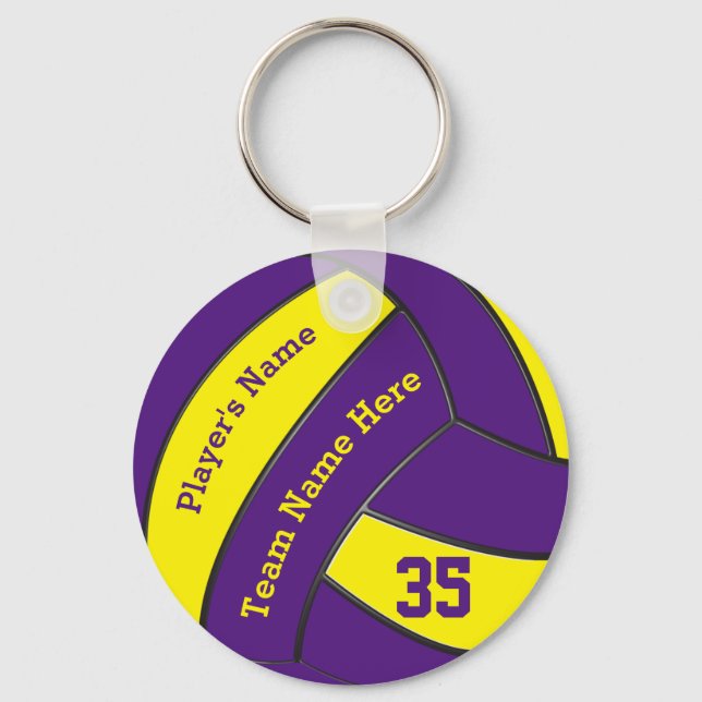 Chaveiros de vôlei roxos e Dourados, PERSONALIZADO (Frente)