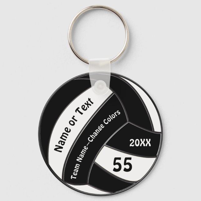 Chaveiros de Voleibol Negro e Branco Personalizado (Frente)