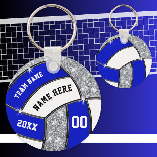 Chaveiros de voleibol personalizados Royal Blue Wh
