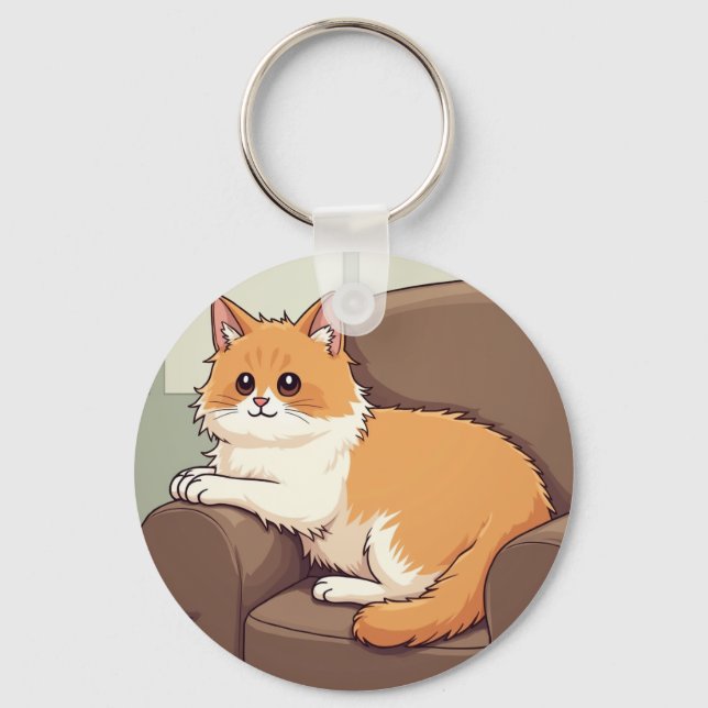 Chaveiros e anjos (Gato giro com rosto castanho) (Frente)