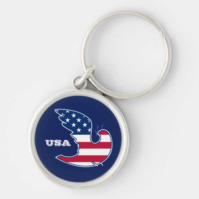 Chaveiros Patrióticos de design de Dove dos EUA (Frente)