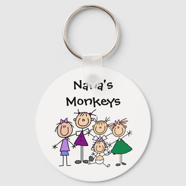 Chaveiros Personalizados da Família Stick Figure (Frente)