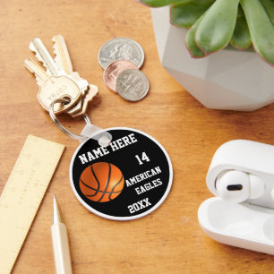 Chaveiros personalizados de basquete com número de