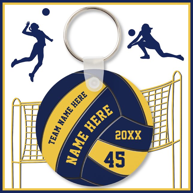 Chaveiros personalizados de voleibol BULk ou One (Inexpensive Volleyball Gifts. Blue and Gold, Volleyball Keychains. Small Volleyball Gifts. Bulk.)