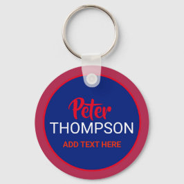 chaveiros vermelhas e azuis com nome