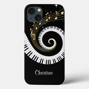 Chaves customizáveis do piano e notas Dourados da