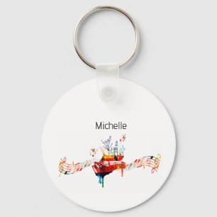 Chaves de piano chaveiro para crianças, pianistas 