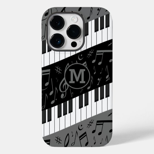 Chaves de piano e notas musicais em forma de curva (Verso)