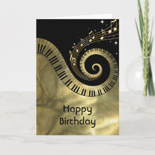 Chaves de Piano Impressas e Notas de Música Dourad