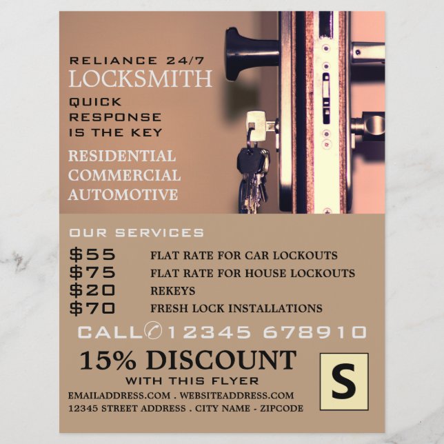 Chaves na porta, Locksmith Advertising Flyer (Frente)