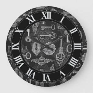 Chaves Steampunk Silver e Relógio de Parede de Bur