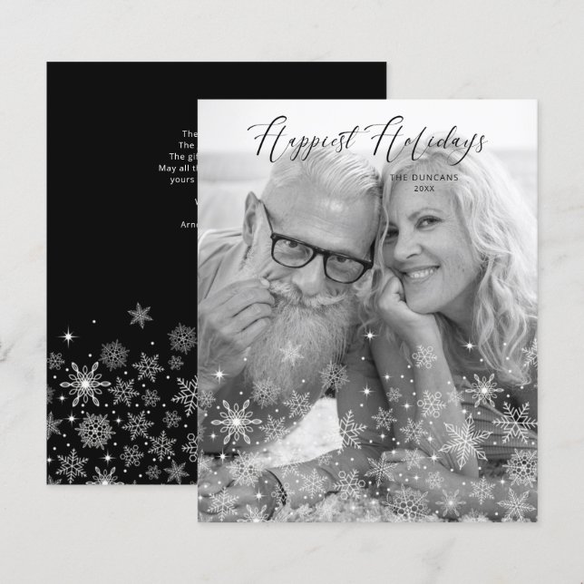 Cheap Christmas Snowflakes Happiest Holidays Photo (Frente/Verso)