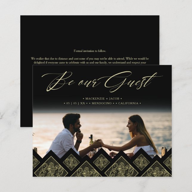 Cheap Flourish Lace Gold Ornament Photo Wedding  (Frente/Verso)