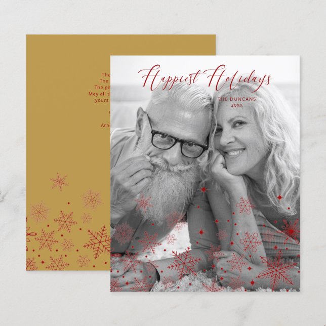 Cheap Gold Christmas Snowflakes Happiest Holidays (Frente/Verso)