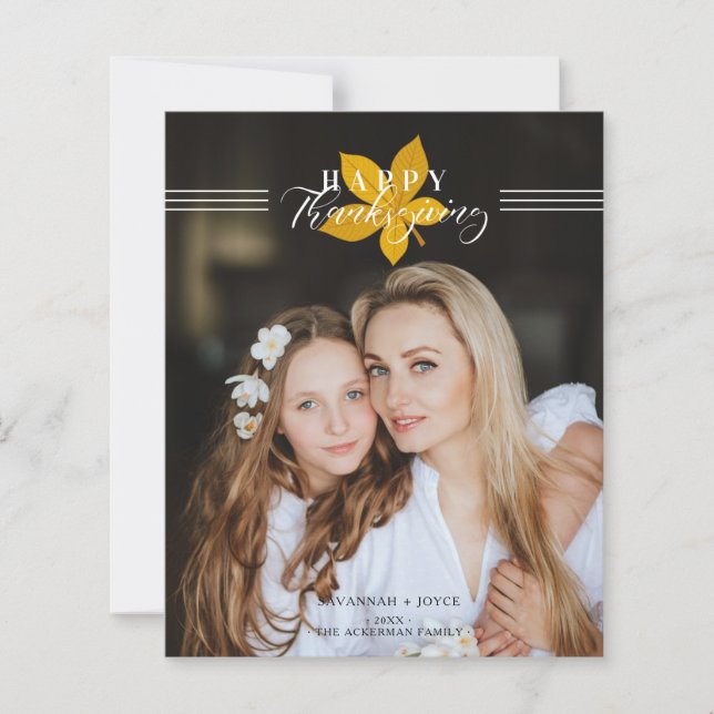 Cheap Happy Thanksgiving Script Leaves Photo (Frente)