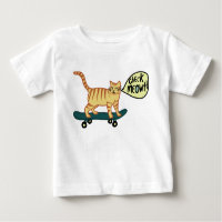 Check Meowt Punny Skateboard Tabby Cat T-Shirt